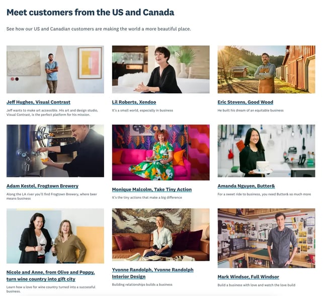 xero’s customer profiles, testimonial page examples